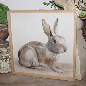 NEW Large 16" Woodland Cottage Bunny Rabbit Wall Decor Picture